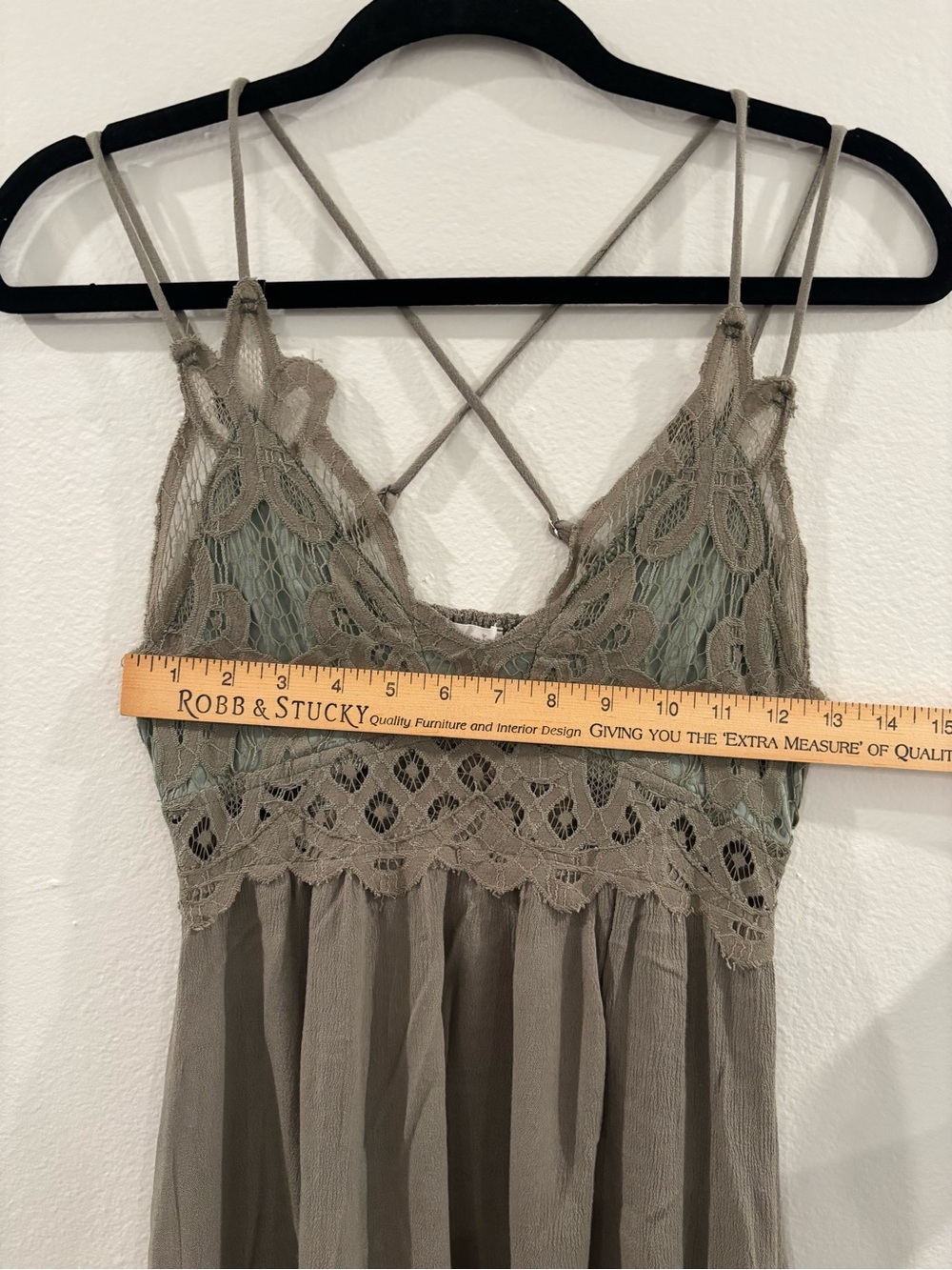 LA MIEL Olive Green Lace-Trim High-Low Slip Dress - Picture 5 of 14
